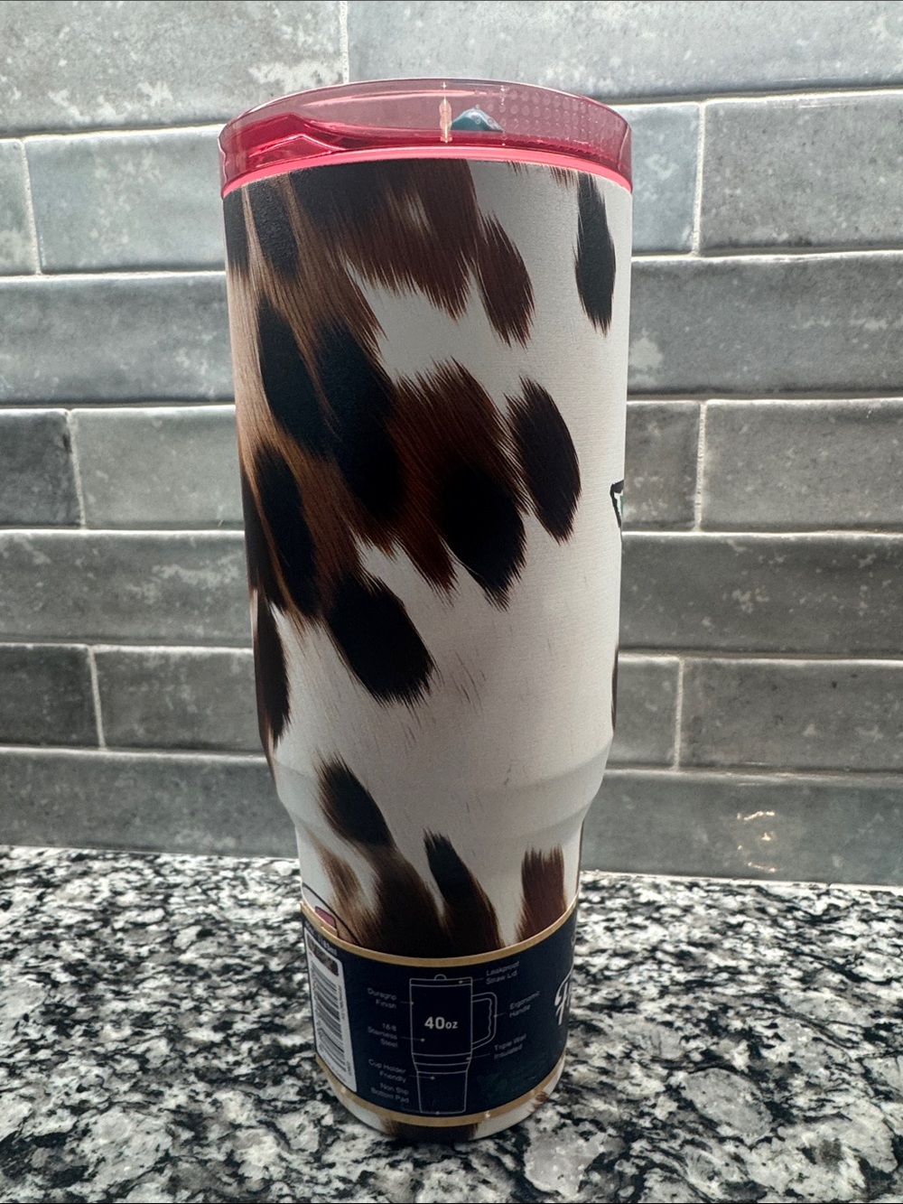 Buc-ee’s Texas Cowhide 40 oz Yukon Outfitters Tumbler with Handle - Picture 4 of 11
